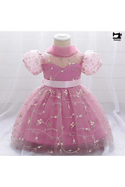 Mashotrend Brodeli Nakış İşlemeli Kız Çocuk Abiye - Bel Kurdalyeli Kız Çocuk ...