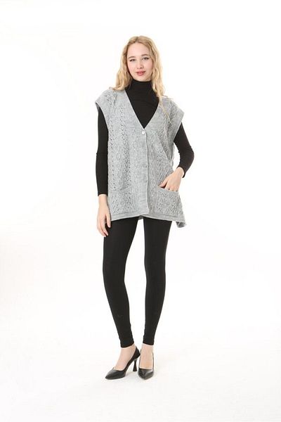 Lamierra Knitwear Large Size Wool Vest
