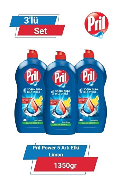 Pril Power 5 Etkili Limon 1350g 3'lü Set - Güçlü Temizlik