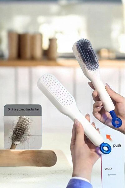 Sezka Life Преносим масажор за коса - самопочистваща се четка за разплитане н...