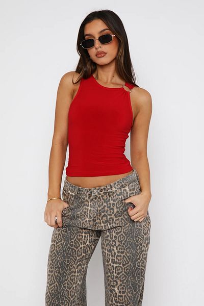 World Fashion Trends Wft5045 - Sleeveless Crop Blouse with Ring Detail