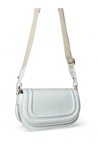 Goldies Bag Geantă de umăr pentru femei din pânză albă cremă - Crossbody cu curea Keila