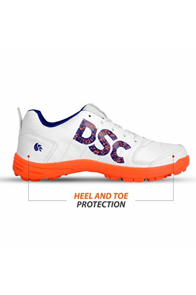 DSC Beamer Cricket Shoes | Fluro Orange/White | For Boys and Men | Light Weight | 7 UK, 8 US, 41 EU