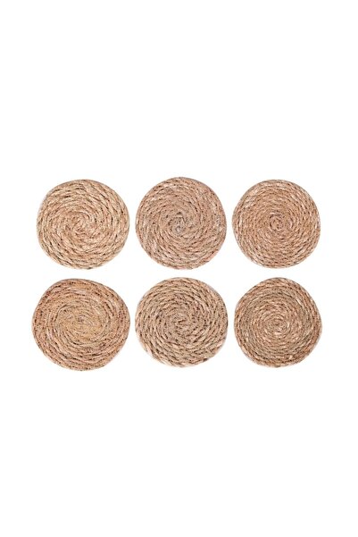 İLBEY Life Hasır Jüt Supla 6'lı Set Amerikan Servis 14 Cm Çap Supla Hasır 14 6 Lı