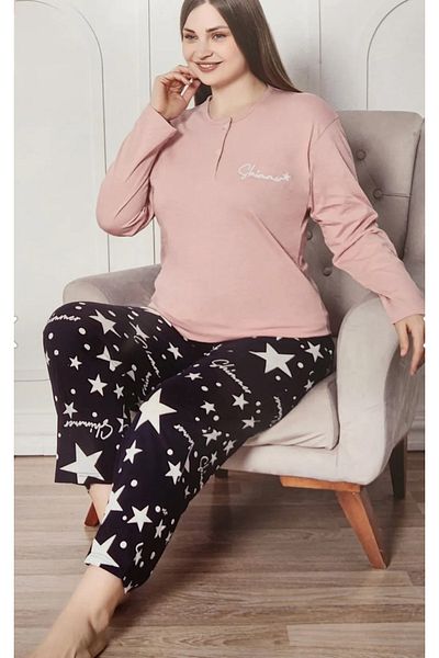 ELİS Large Size Cotton Long Sleeve Pajamas Set