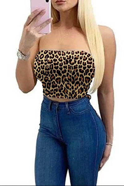 BENİMOLMALI Kadın Straplez Bluz Crop Kısa Bluz Askısız Bluz