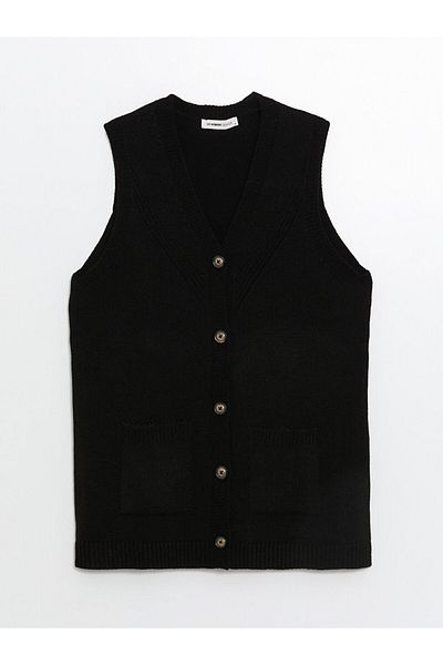 LC Waikiki V-Neck Patterned Women's Knitwear Vest