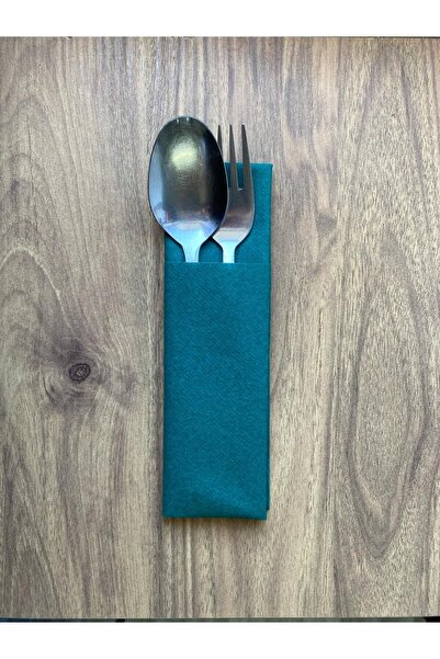 AS7 MARKET Kumaş Dokulu Airlaid Cepli 40x24 Midi Yeşil Peçete 20'li