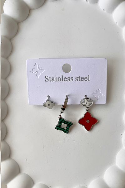 Fubena 1102 Model Steel Triple Earring Set