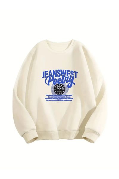PALPİTO Φούτερ μπεζ Crew Neck - Jeanswest Printed