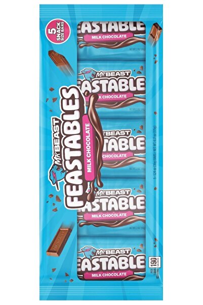 Feastables Mr Beast Feastables Milk Chocolate 5 Snack Size Bars 35 gr X 5 Ade...