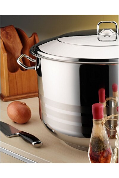 Hascevher Gastro Çelik Tencere 45x30 cm 18/10 CrNi Çelik Kapak-Çelik Kulp