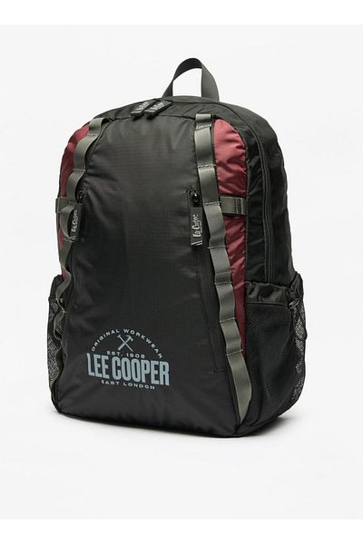 Lee Cooper Logo Print Backpack with Adjustable Straps and Zip Closure