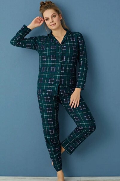 pijamakeyfi Süet Kumaş Düğmeli Pijama Takımı Kadın Pijama Takım