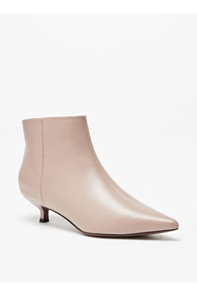 Celeste Women's Solid Ankle Boots with Kitten Heel and Zip Closure