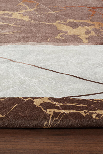 RENKLİBUTİK Modern Patterned Velvet Carpet Cover - Elastic and Non-slip, Washable 4 M2