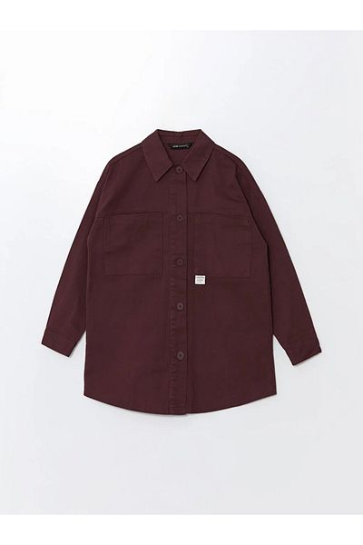 LC Waikiki Lcw Modest - Claret Red Oversize Women's Shirt Jacket