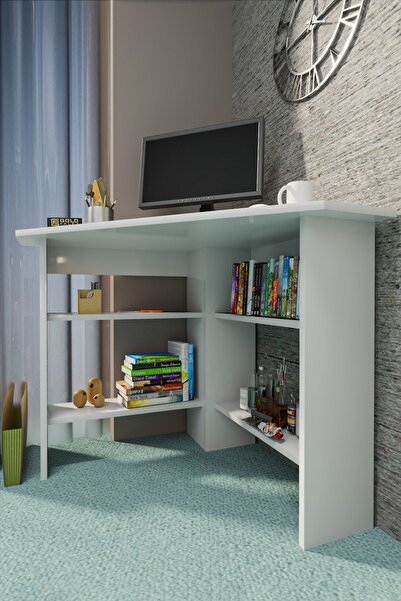 GOLDFALEZ Çalışma Masası Köşe Çok Amaçlı Bilgisayar Masası Beyaz