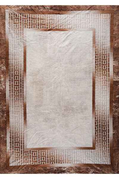 RENKLİBUTİK Modern Patterned Velvet Carpet Cover - Elastic and Non-slip, Washable 4 M2