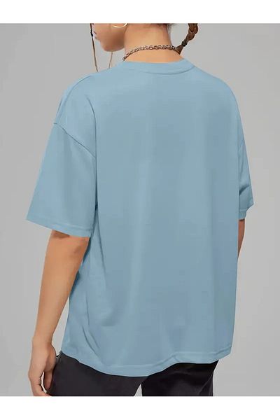 PALPİTO Tricou oversize pentru femei Baby Blue cu imprimeu Miami Palm
