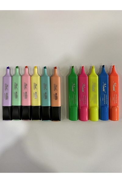 Masis 11 Piece Highlighter Set Pastel Colors Highlighter + Vibrant Color Set11