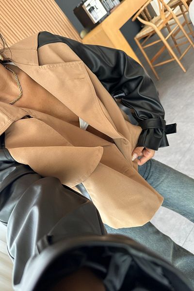 Lady Pixie Leather Mini Trench Women's Sleeve