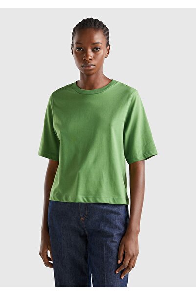 United Colors of Benetton Tricou verde Koton Box Fit pentru femei