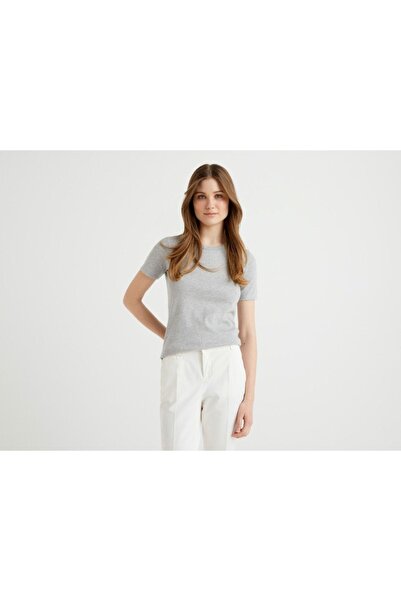 United Colors of Benetton Tricou Benetton Basic cu mânecă scurtă cu decolteu