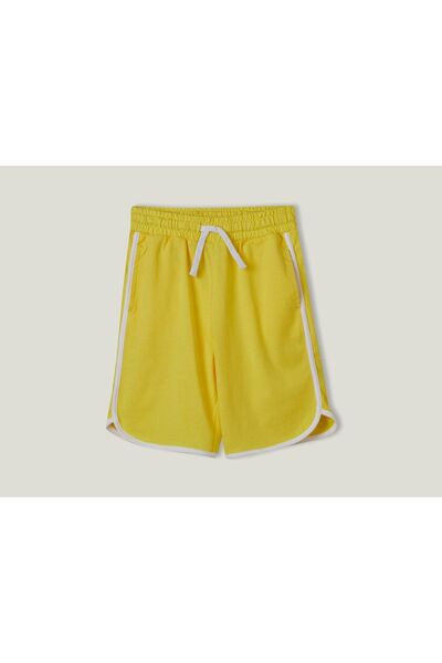 United Colors of Benetton Shorts aus gekämmter Baumwolle mit seitlichen Streifen und Logo für Jungen Gelb