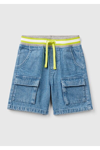 United Colors of Benetton Erkek Çocuk Mavi Büyük Yama Cepli Beli Büzgülü Renk...