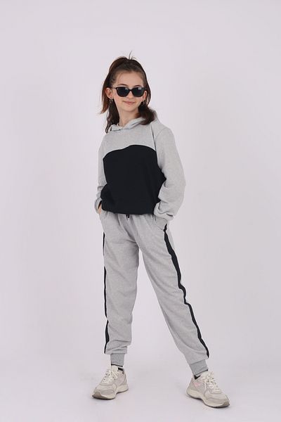YAĞTU COLLECTİON Girl's Tracksuit Set - Garnished, Side Pocket and Hooded