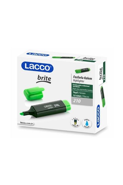 Lacco Brıte 210 Highlighter - Green Box of 10