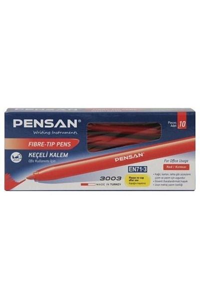 Pensan 3003 قلم رصاص من نوع المكتب باللون الأحمر، عبوة من 10 قطع