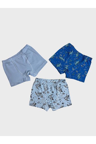 elmas kids Set de boxeri din bumbac cu model astronaut albastru pentru băiat