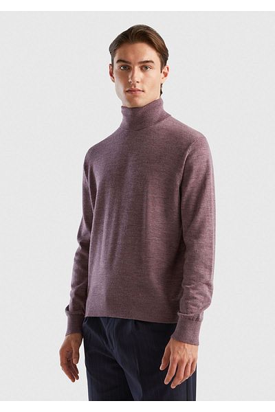United Colors of Benetton Ανδρικό πουλόβερ Dark Purple Extra Fine Merino - Κολάρο