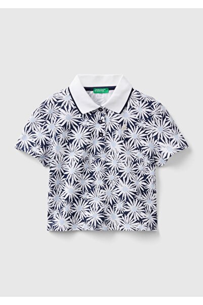 United Colors of Benetton Μπλουζάκι με γυαλιστερό λογότυπο με μπλε-λευκό σχέδ...