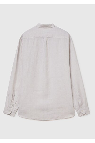 United Colors of Benetton Erkek Bej %100 Keten Gömlek