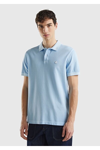 United Colors of Benetton Tricou pentru bărbați, albastru deschis, 100% bumba...