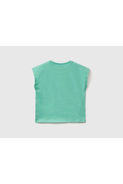 United Colors of Benetton Dziewczęca koszulka w paski z nadrukiem Snoopy w kolorze miętowym