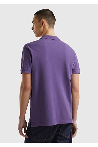 United Colors of Benetton Tricou polo cu mânecă scurtă pentru bărbați, violet, cu croiala normală