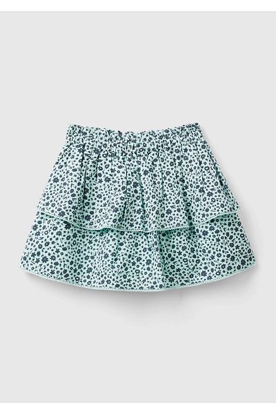 United Colors of Benetton Fusta pentru fete cu model albastru deschis - talie elastică, aspect în două straturi