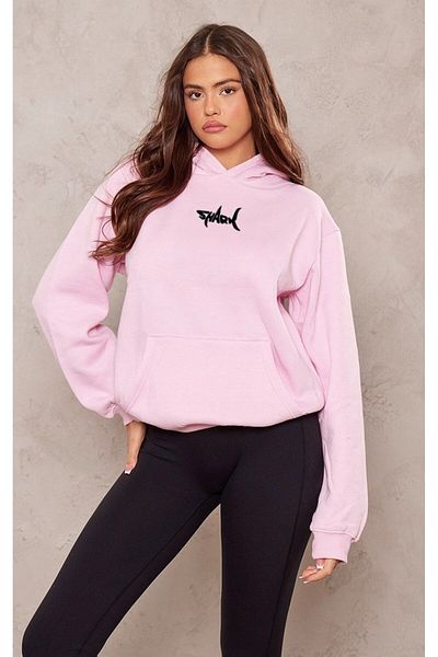 The Champ Clothing Φούτερ με κουκούλα Fleece Shark με στάμπα ροζ Oversize Hoodie