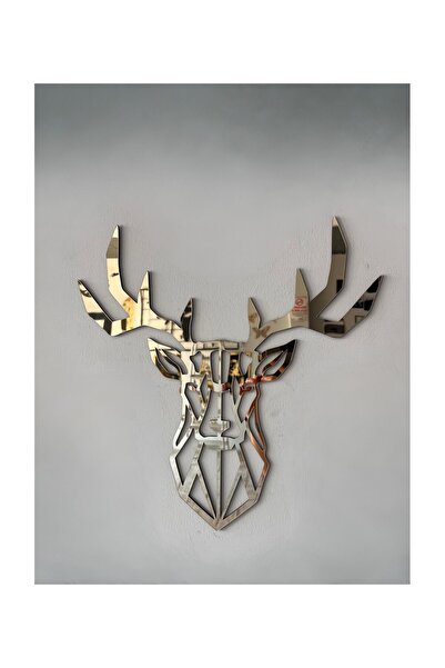 Numa Concept Geyik Kafası Mdf Üzeri Gold Pleksi Duvar Dekorasyon Lazer Kesim ...