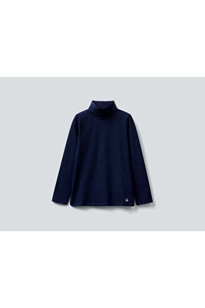 United Colors of Benetton Κορίτσι - Μπλουζάκι Navy Blue Throated Basic