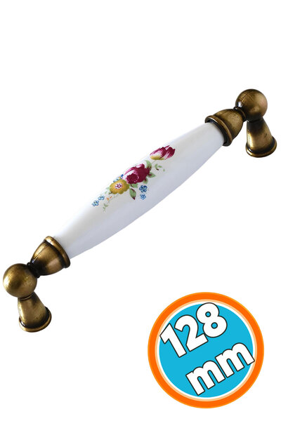 NZB Porselen Antik Sarı 128 mm Mobilya Mutfak Kulp Çekmece Dolap Kulplar Kulp...