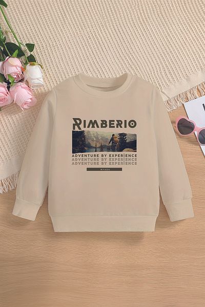 MYADA Emoji Rimberio Mountain Hiking Printed Oversize Hooded Παιδική Φούτερ - Fleece 15639