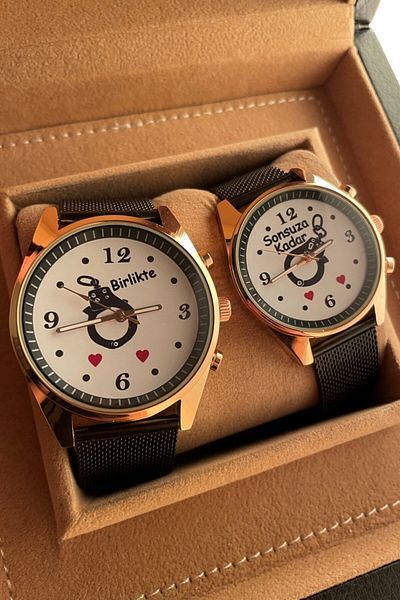 Leerybee Special Design Black Lover's Watches Couple Combination