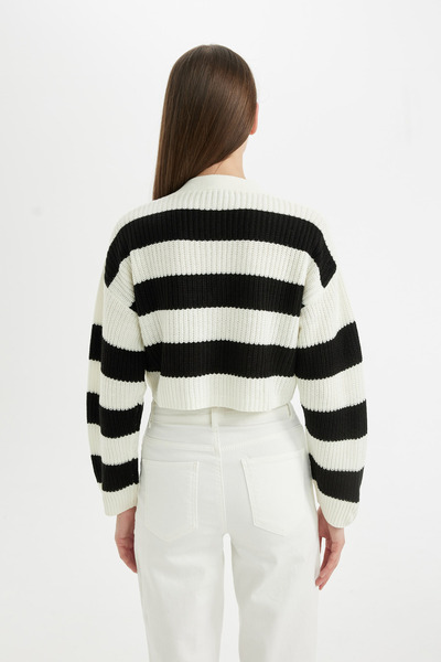 DeFacto Dzianinowy kardigan z dekoltem w kształcie litery V o regularnym kroju