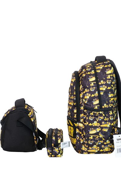 Wia Luxury Iconic Patterned Triple School Bag Set - Thermos Feeding and Pencil Box