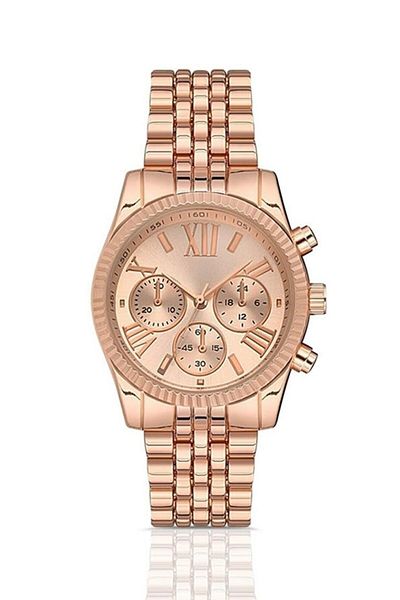 Leerybee Rose Gold Color Steel Strap Unisex Wristwatch